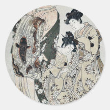 Ukifune of the hose of Kanaya by Isoda, Koryusai Stickers