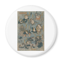 Ukiyo-e Frogs Fridge Magnets