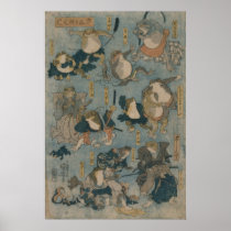 Ukiyo-e Frogs Print