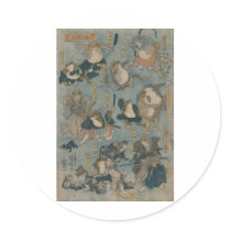 Ukiyo-e Frogs Sticker