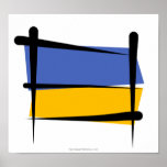 Ukraine Brush Flag Print