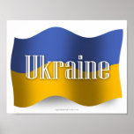 Ukraine Waving Flag Poster