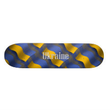Ukraine Waving Flag Skate Deck
