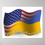 Ukrainian-American Waving Flag Posters