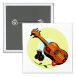 Ukulele Castanets Rose Design Graphic Musical Pinback Button
