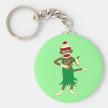 Ukulélé de singe de chaussette porte-clés