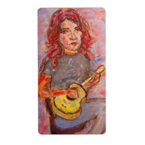 ukulele girl art labels