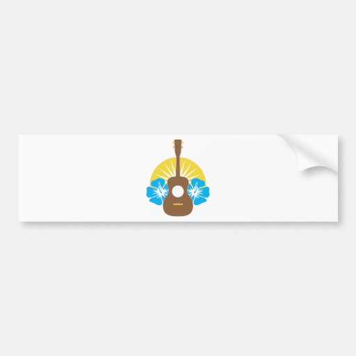 Ukulele Hibiscus Bumper Stickers