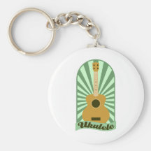Ukulélé verte de rayon de soleil porte-clefs