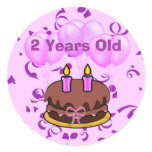 Ultra Cute 2 Years Old Birthday Cake Stickers