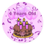 Ultra Cute 4 Years Old Birthday Cake Stickers