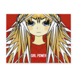 Ultra Cute Anime Blonde Long Hair Girl Power Post Cards