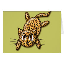 Ultra Cute Anime Leopard Kitty Greeting Cards