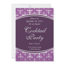 Ultra Elegant Mauve - Silver Embossed Damask Custom Invite