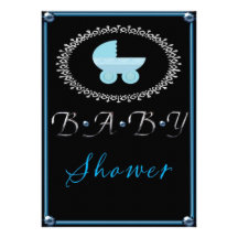 Ultra Modern Chrome Baby Boy Shower Invitation