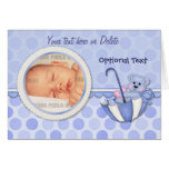 Umbrella Bear Blue - Customize Greeting Cards