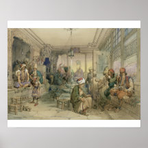 Un café, Constantinople, 1854 (stylo et encre et Poster