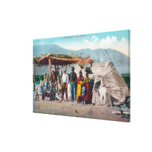 Un camp indien de Piute avec NativesNevada Toile Tendue