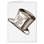 Un chapeau fou de chapelier dans la sépia carte de vœux
