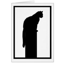 Un chat noir de silhouette carte de vœux