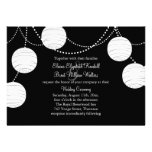 Un faire-part de mariage noir et blanc de lanterne invitations