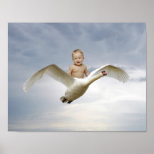 Un imaginaire mignon de bébé et de cygne poster