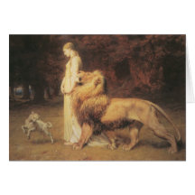 Una et le lion par Britannique Riviere (1840-1920) Carte De Vœux