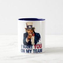 Uncle Sam Barack Obama I Want You On My Team Mug