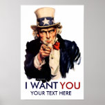 Uncle Sam "I Want You" Personalized Print
