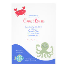 Under the Sea Calypso Baby Shower 5 x 7 invite