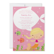 Under the sea mermaid birthday party invitation
