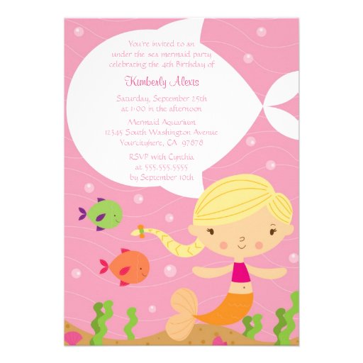 Under the sea mermaid birthday party invitation