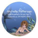 Under the Sea Redheaded Mermaid Address Labels Stickers