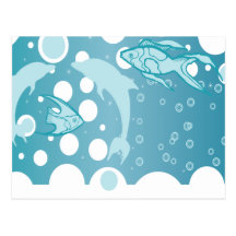 underwater fish vector postcards