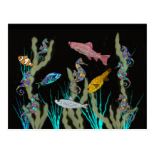 Underwater Neon Fantasy Postcards