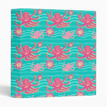 Underwater Pink Octopus Pattern Binder