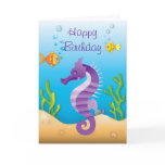 Underwater Purple Seahorse Birthday Card