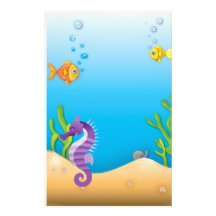 Underwater Purple Seahorse Stationery
