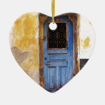 Une belle vieille porte bleue rustique en CRÈTE, G Décoration Pour Sapin De Noël