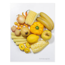 Une sélection des fruits et des légumes jaunes cartes postales