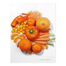 Une sélection des fruits et des légumes oranges carte postale