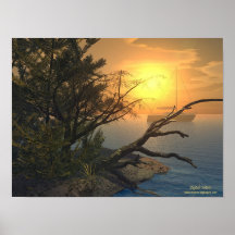 Une vue de coucher du soleil poster