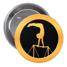 Uneven Bars Gold Gymnast Pinback Button