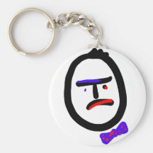 Unhappy coworker with bowtie key chain