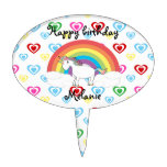 Unicorn cake topper with rainbow hearts