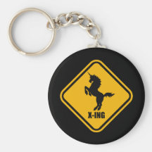 Unicorn Crossing Street Sign Keychain