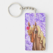 "Unicorn & Dragonflies" Rectangle Acrylic Key Chain