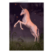 Unicorn in a Moonlit Forest Glade Greeting Card