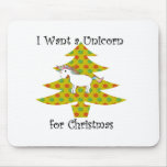 Unicorn in Christmas tree on gold Mousepads