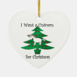 Unicorn in Christmas tree on green Christmas Ornament